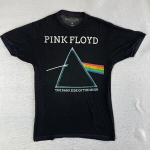 Pink Floyd Graphic T-Shirt M Black Dark Side of the Moon Band Tee See Through
